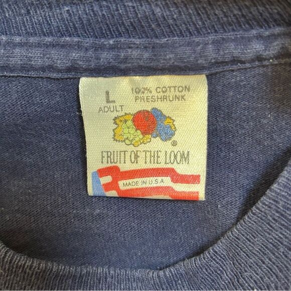 Vintage 1994 Single Stitch Navy Graphic T-Shirt Kokopelli Flute Montana - Picture 7 of 8